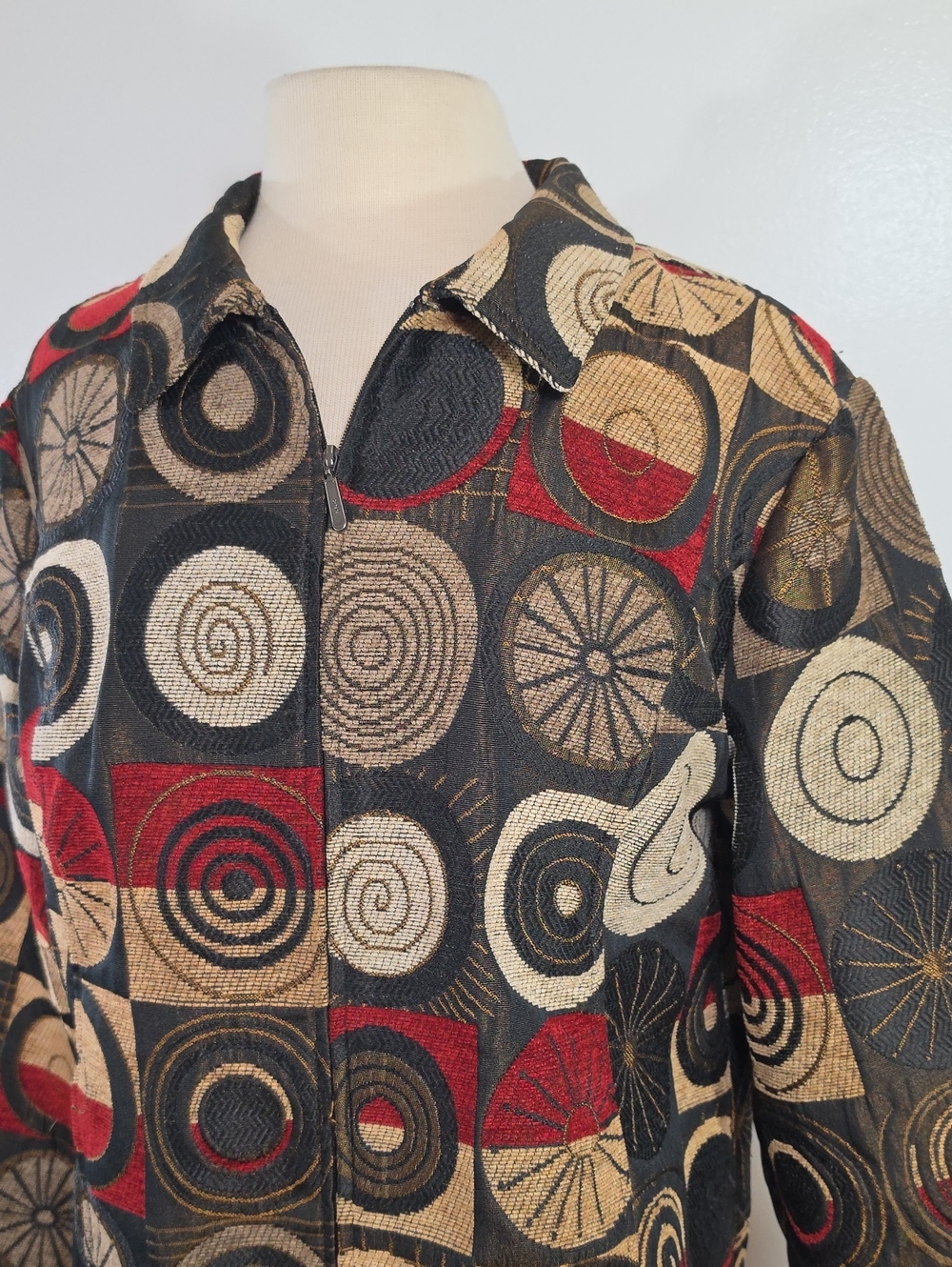 Christopher & Banks Geometric Patterned Zip Front  Jacket XLarge - Picture 3 of 12